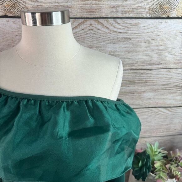 J Crew Organza Off Shoulder Green Ruffle Blouse Size Extra‎ Small - Picture 2 of 7